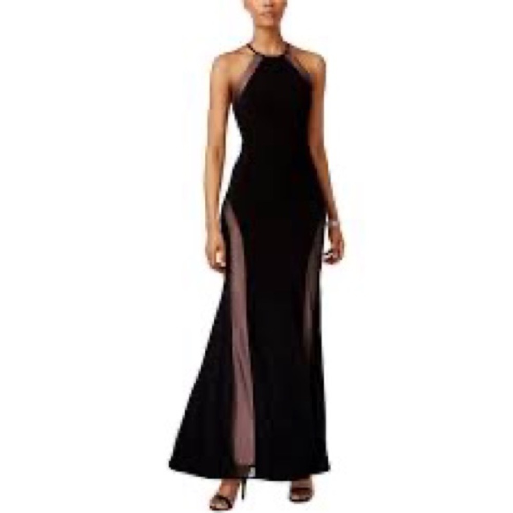 Morgan & Co maxi dress black‎ nude 12019